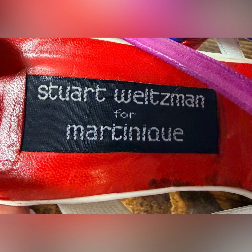 Rare Vintage Stuart Weitzman Martinique Colorblock Rainbow Sandals-Size 7.5